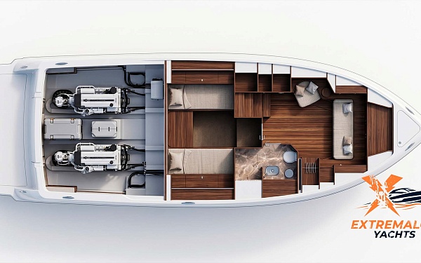 Аренда Cranchi A46 Luxury Tender на Сардинии - план нижней палубы